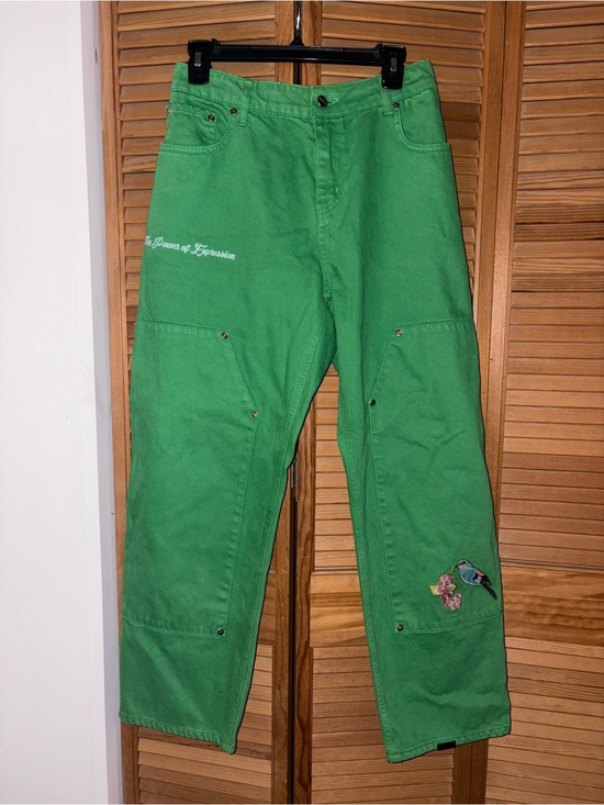 mechali Pants - Green Embroidered Carhart style pant